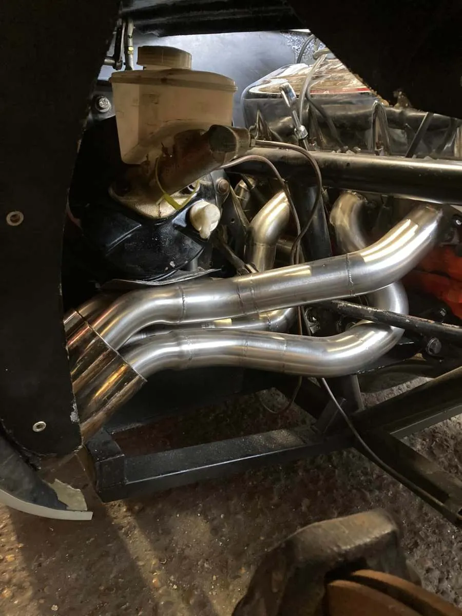 Hand built stainless steel exhaust manifold by Flowtech Exhausts Dagenham